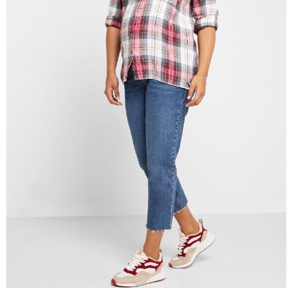 TOPSHOP MATERNITY MOTO Over Bump Raw Hem Leigh Jeans - Picture 1 of 10